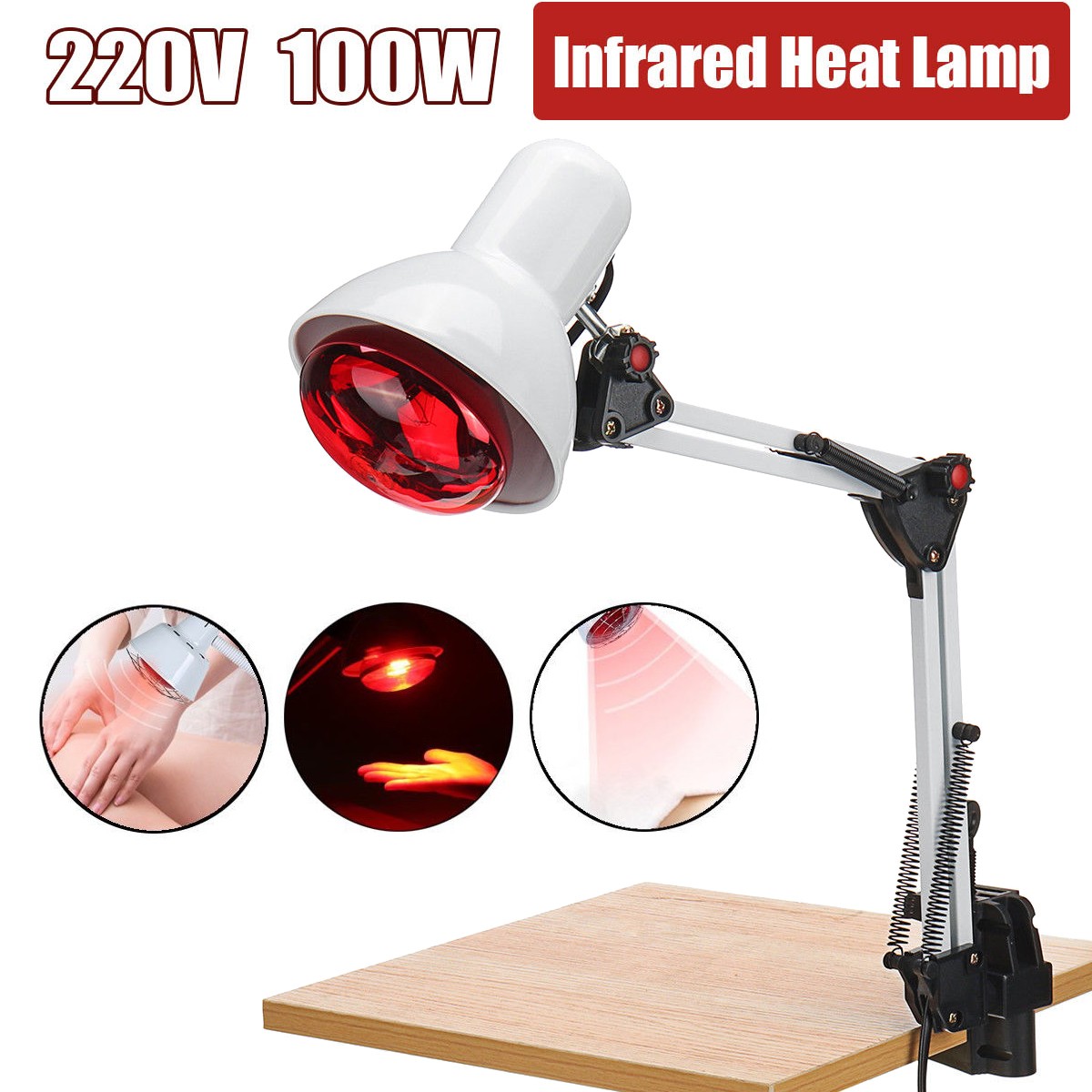 220V 100W Infrared Heating Lamp Heating Therapy Light Therapy Pain Relief Health Bulb Physiotherapy Instrument Massage Health