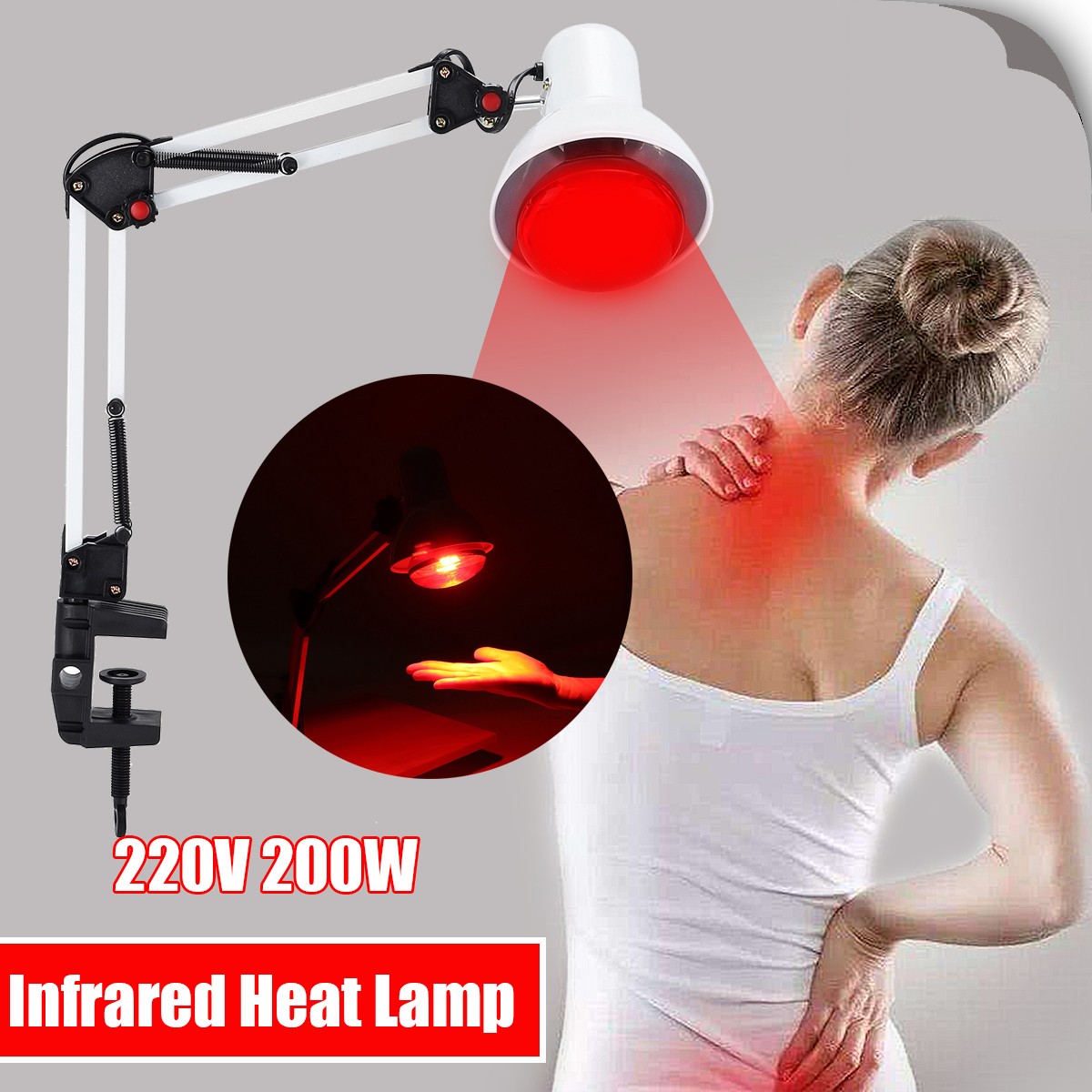 220V 100W Infrared Heating Lamp Heating Therapy Light Therapy Pain Relief Health Bulb Physiotherapy Instrument Massage Health