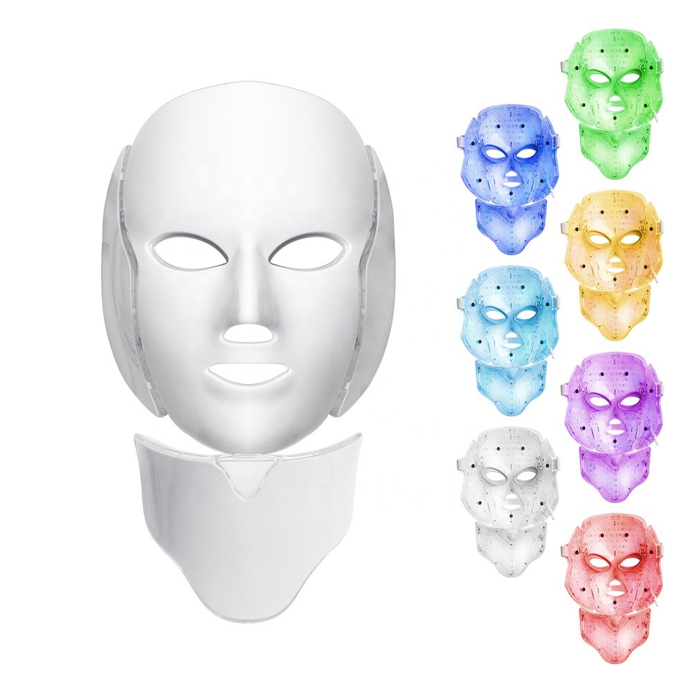 Professional 7 Color LED FACE MASK With Neck Phototherapy Light Led Beauty Mask Electronic