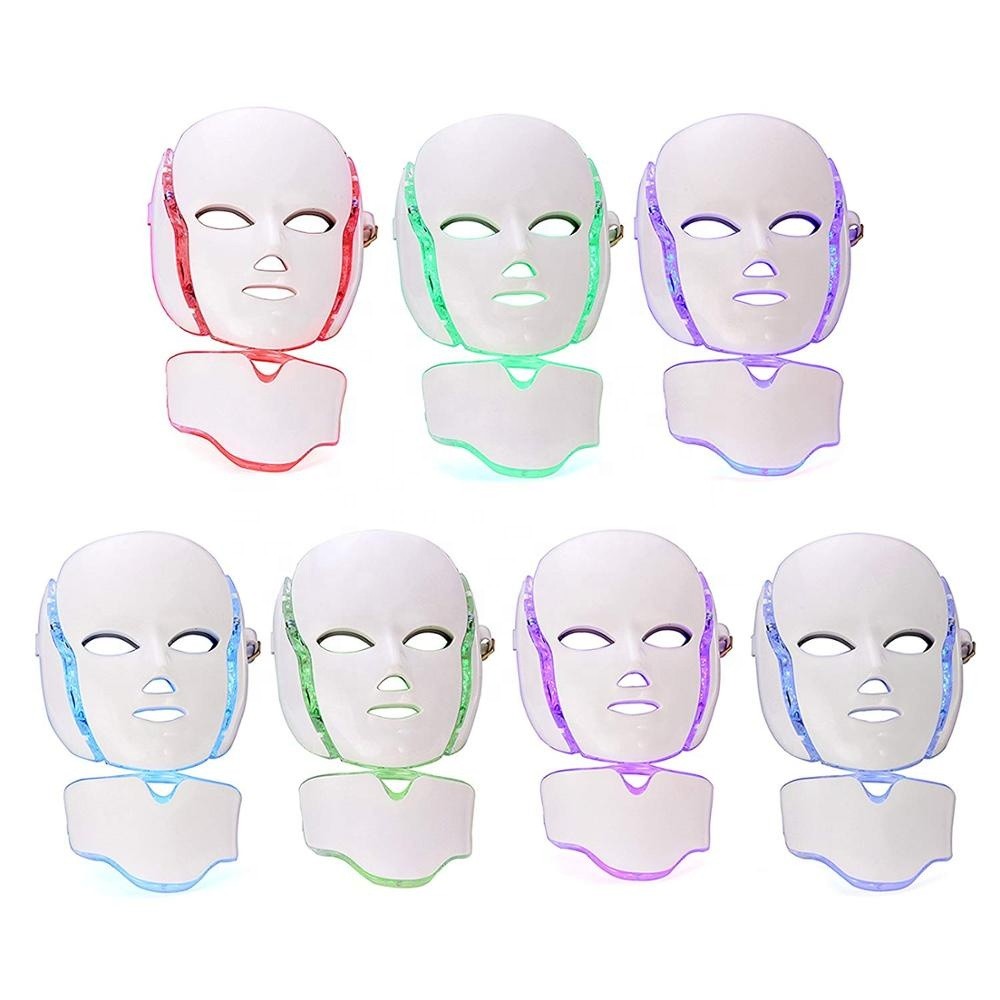 Professional 7 Color LED FACE MASK With Neck Phototherapy Light Led Beauty Mask Electronic