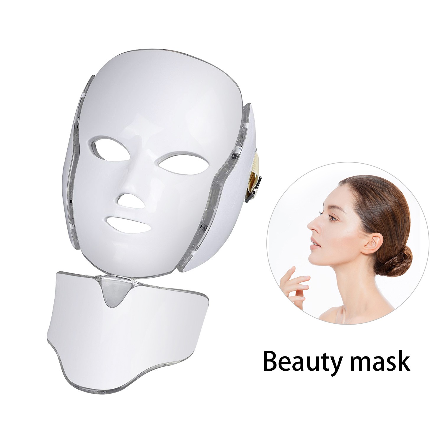 Professional 7 Color LED FACE MASK With Neck Phototherapy Light Led Beauty Mask Electronic