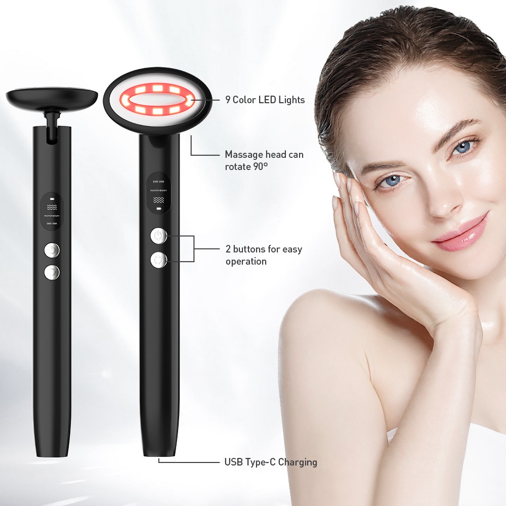 9-in-1 Skin Tightening Device Face Massager with 9 Colors of Led Light