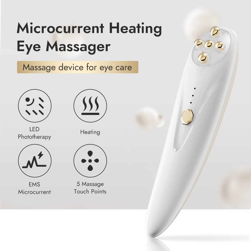 Eye Beauty Device Facial Massager Led Red Light Therapy Wand for Relax Eye Dark Circles Eye Bags Puffiness