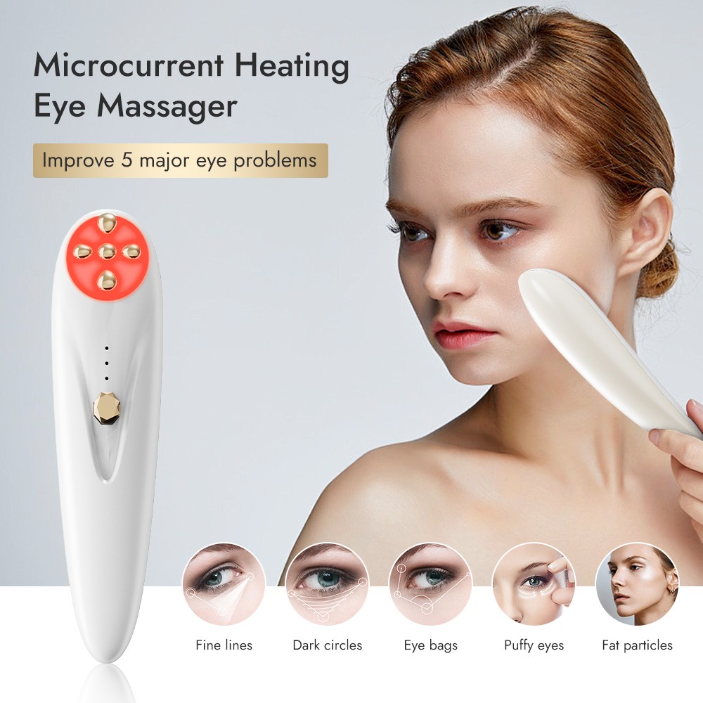 Eye Beauty Device Facial Massager Led Red Light Therapy Wand for Relax Eye Dark Circles Eye Bags Puffiness