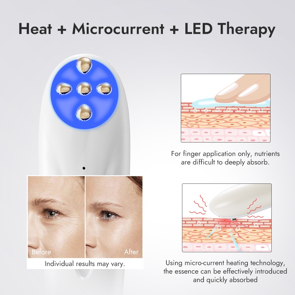 Eye Beauty Device Facial Massager Led Red Light Therapy Wand for Relax Eye Dark Circles Eye Bags Puffiness