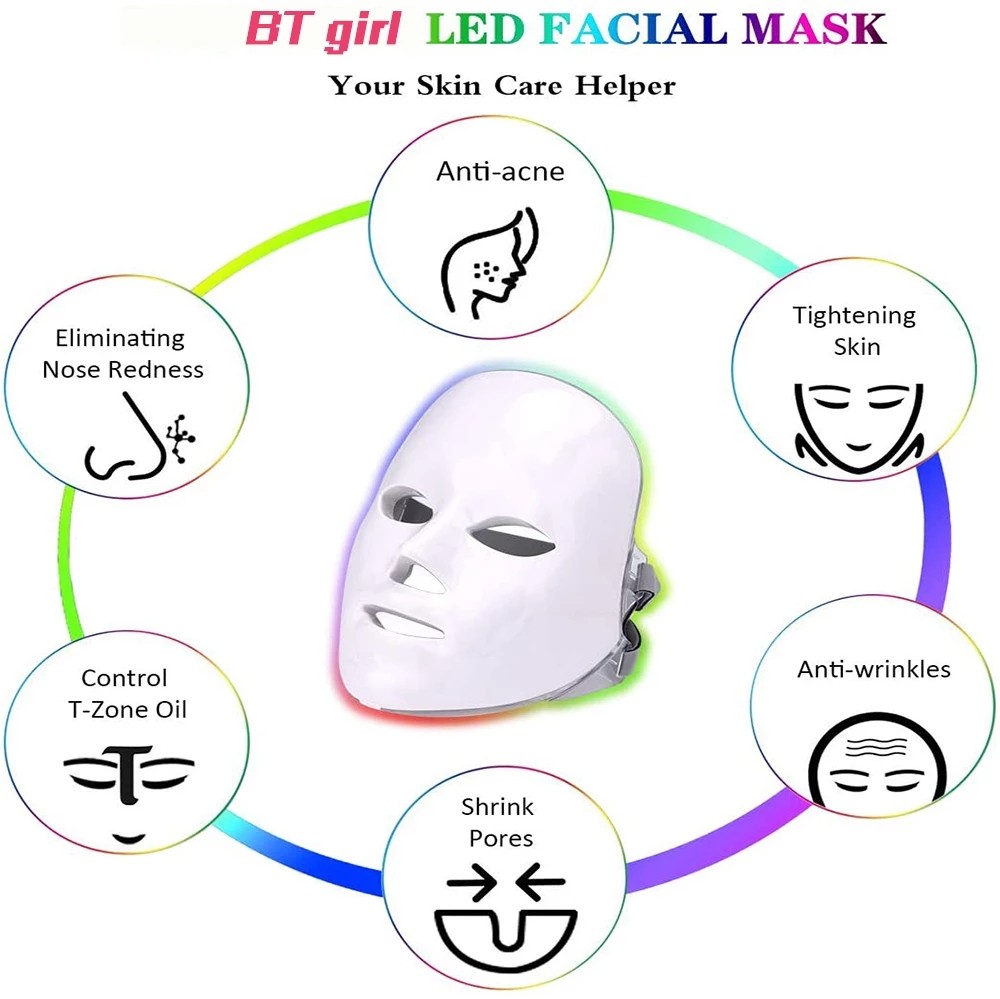 LED Therapy Face Mask 7 Colors Photon Facial Device 